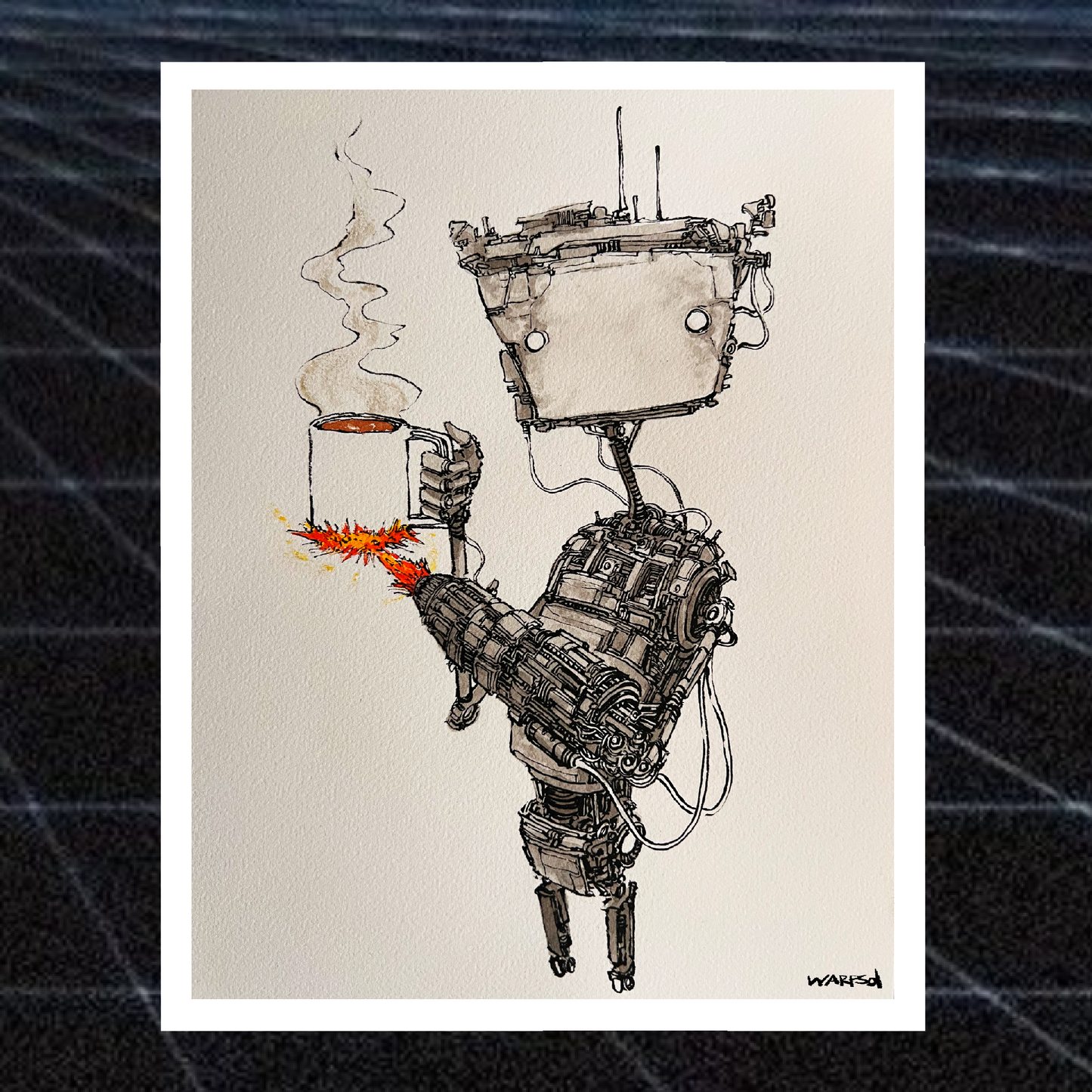 Flame Hand Bot Print